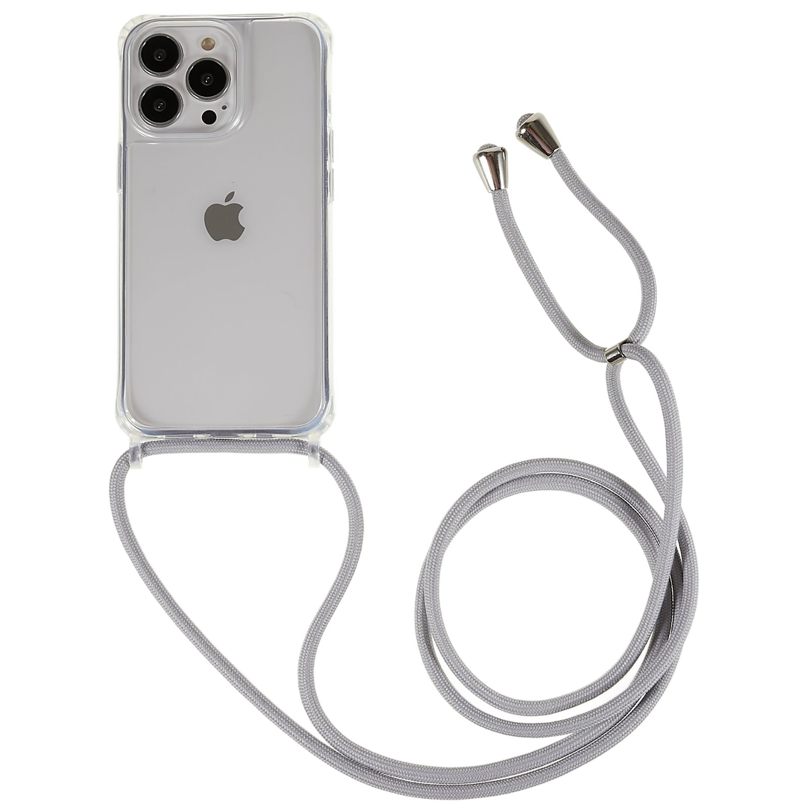 Clear Back Case for iPhone 13 Pro 6.1 inch, TPU+Acrylic Anti-fall Phone Cover with Lanyard - White Clear Back Case for iPhone 13 Pro 6.1 inch, TPU+Acrylic Anti-fall Phone Cover with Lanyard - White